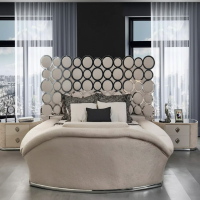 Designerdëppen Luxus Textilbetter Schlofzëmmer Duebelbett 200x200cm Betterahmen
