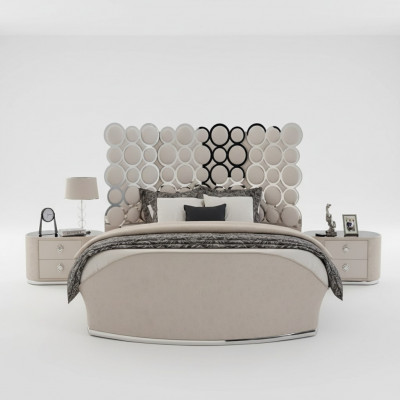 Designerdëppen Luxus Textilbetter Schlofzëmmer Duebelbett 200x200cm Betterahmen