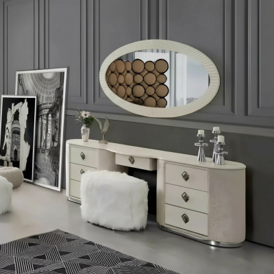 Schminkdësch Set Konsole Mënsch-Schlofkummer Miwwelen Design Hocker Set Nei