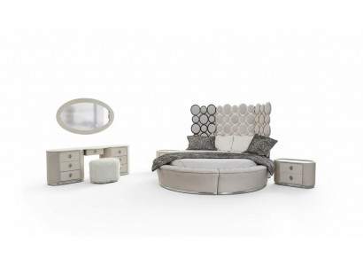 Schlofkummer-Set modern Bett + 2 Nospëtsdëscher + Schminktësch + Spigel nei