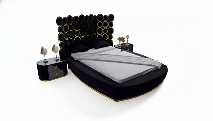 Designer Bett Luxus Textilbetter Schlofzëmmer Duebelbett 200x200cm Bettrahmen