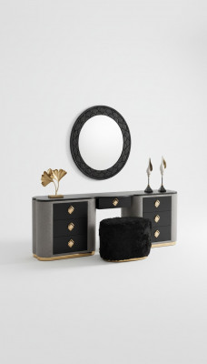 Make-up Dësch Set Konsol Spigel Schlofkummer Miwwelen Design Hocker Set Neit