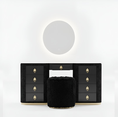 Schminktisch Set Konsol Spigel Schlofzëmmer Miwwelen Design Hocker Set Neit