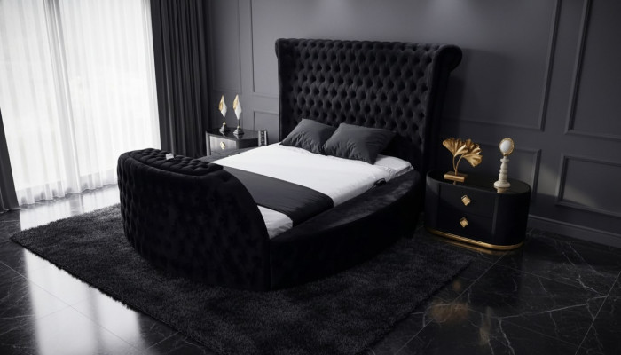 Bett schwaarz Chesterfield modern Hotelbett Duebelbett modern Polsterbett