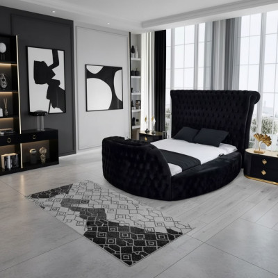 Modern Chesterfield-Bett an enger luxuriéiser schwaarzer Faarf