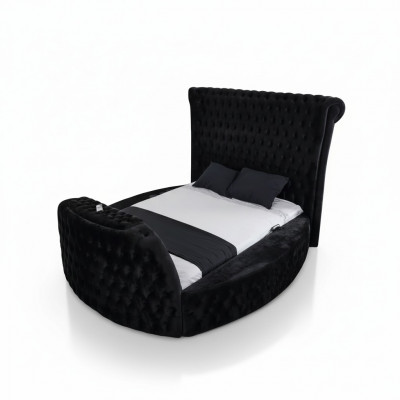 Modern Chesterfield-Bett an enger luxuriéiser schwaarzer Faarf