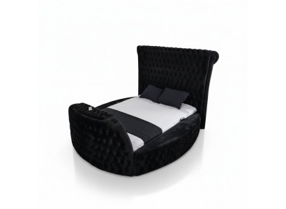 Modern Chesterfield-Bett an enger luxuriéiser schwaarzer Faarf