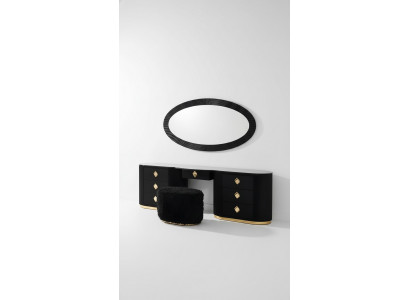 Oval Schminktisch Konsolendësch mat Hocker Schlofzëmmer Dëscher Schminktëscher