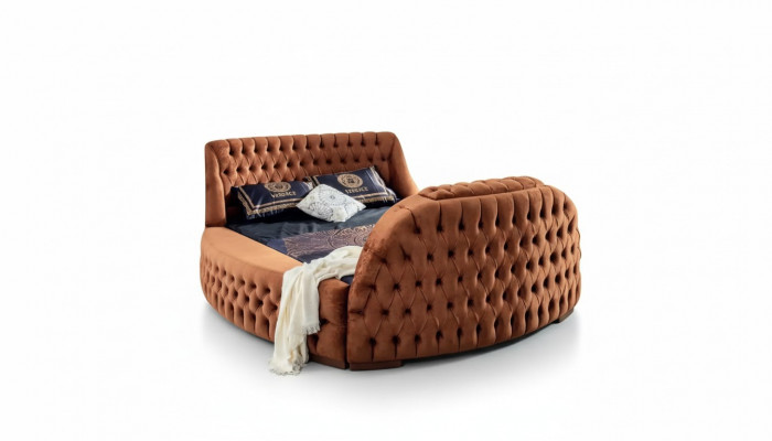 Chesterfield Bett Polster Design Luxus Better Hotel Braun mat TV Fernseher