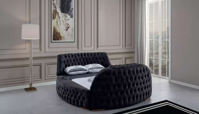 Schwaarzt Chesterfield Bett Design Polster Miwwelen Hotel Luxus Better Lift Media