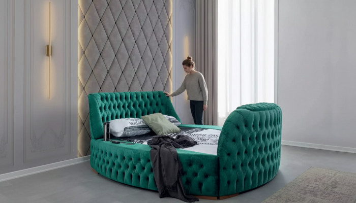 Chesterfield Bett Miwwel Duebelbetter Gréngt Ronn Better Luxus Hotel mat Lift