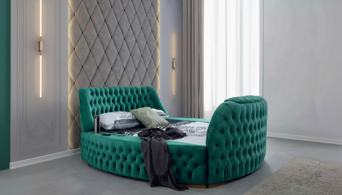 Chesterfield Bett Miwwel Duebelbetter Gréngt Ronn Better Luxus Hotel mat Lift