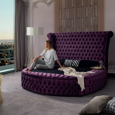 Ronnen Chesterfield Bett Lila Better Miwwelen Samett Textil Hotel Ariichtung Duebel