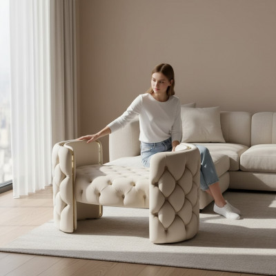 Moderne Hocker Polsterfouss Miwwelen Wunnzëmmer Wäiss Design Ottomane Nei