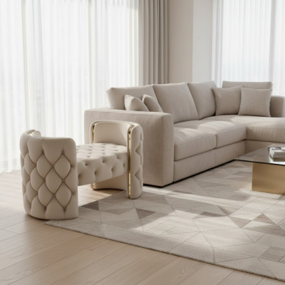 Moderne Hocker Polsterfouss Miwwelen Wunnzëmmer Wäiss Design Ottomane Nei