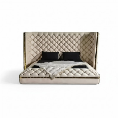 Bett wäiss Chesterfield modernes Hotelbett Duebelbett neit modernes Bett