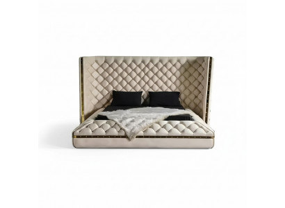 Bett wäiss Chesterfield modernes Hotelbett Duebelbett neit modernes Bett