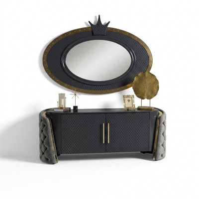 Schminkdësch Set Konsole Spigel Schlofzëmmer Miwwele Design Hocker Set Neit