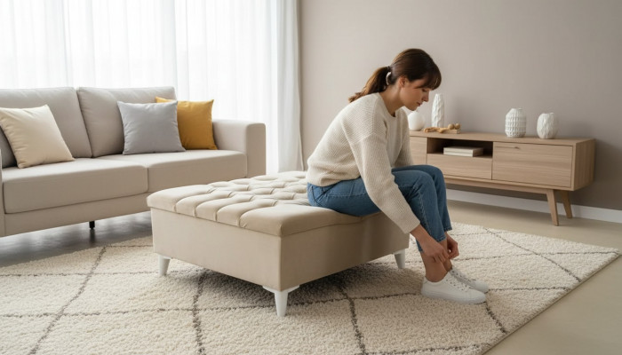 Design Hocker Design Gepolsterten Fousshocker Ottoman Sëtz Textil Chaise Lounge