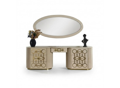 Designer-Set aus Schminktisch a Spigel fir d'Schlofkummer am modernen Stil