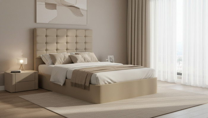 Luxuriéist Designerbett mat Matratz vun engem europäeschen Miwwelproduzent fir Schlofzëmmer