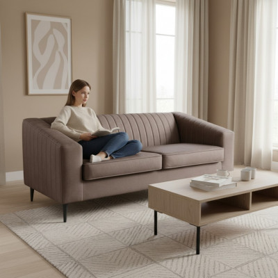 Sofa 2 Sëtzer brong Sofas Sëtz Wunnzëmmer Modern Design Polster Stoff Eleganz