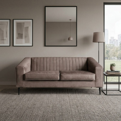 Sofa 2 Sëtzer brong Sofas Sëtz Wunnzëmmer Modern Design Polster Stoff Eleganz