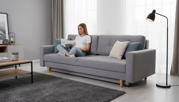 Canapé 3-Sëtzer Grouw Canapéen Stil Luxus Wunnzëmmer Modern Design Polsterstoff Nei