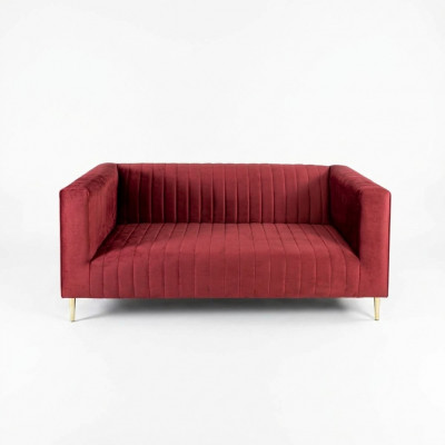 Sofa 2 Sëtzer Rosa Wunnzëmmer Modern Design Luxus Holz Miwwelen Polster Stoff Nei