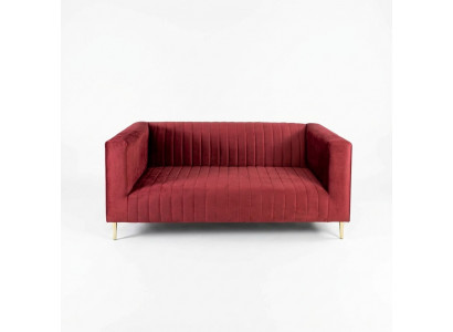 Sofa 2 Sëtzer Rosa Wunnzëmmer Modern Design Luxus Holz Miwwelen Polster Stoff Nei