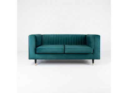 Sofa 2 Sëtzer Gréng Elegant Modern Luxus Design Holz Miwwel Polster Stoff Nei