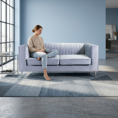 Sofa 2 Sëtzer Gro Eleganten Modern Luxus Design Holz Miwwelen Polster Stoff Nei