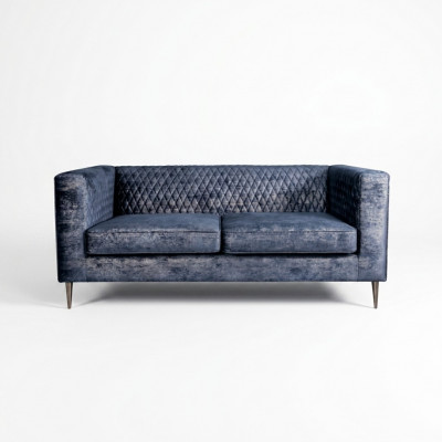 Canapé 2 Sëtzer Blo Elegantes Modern Luxus Design Holz Miwwel Polster Stoff Nei
