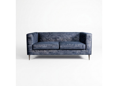Canapé 2 Sëtzer Blo Elegantes Modern Luxus Design Holz Miwwel Polster Stoff Nei