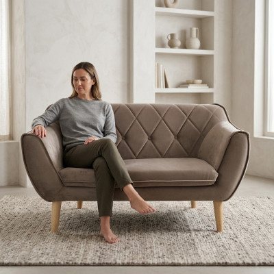 Raffinéiert 2-Sëtzer-Sofa am modernen Stil vun europäesche Miwelfabrikanten.
