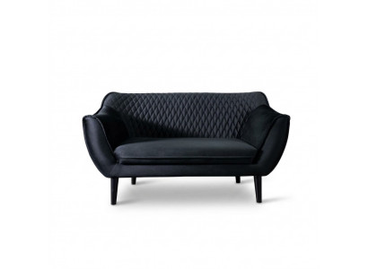 Sofa 2 Sëtzer Schwaarz Modern Wunnzëmmer Luxus Design Holz Miwwelen Polster Stoff