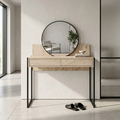 Make-up Dësch Beige Schlofkummer Spigel Miwwelen Design Elegant Luxus Schéin Nei