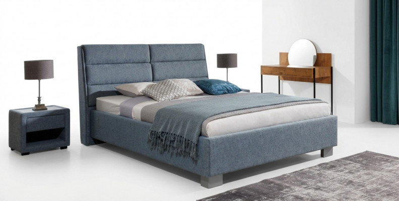 Schlofzëmmer Set Blo Bett Schéin 2x Nuetsdëscher Komplett Set Luxus Nei 3 Deeler.