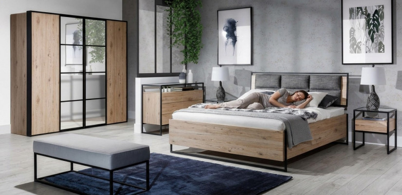 Bett Beige Loft Design Modern Duebelbetter Schlofzëmmer Elegante Miwwelen Neit