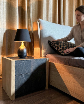 Nuetsdësch Beige Schlofkummer Eleganten Design Luxus Holz Holz Nuetsdëscher
