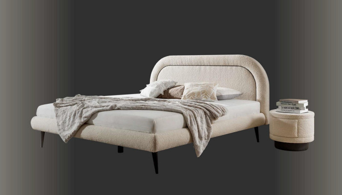 Schlofkummer Set Wäiss Bett Elegant 2x Nuetsdëscher Luxus Holz Modern 3tlg.