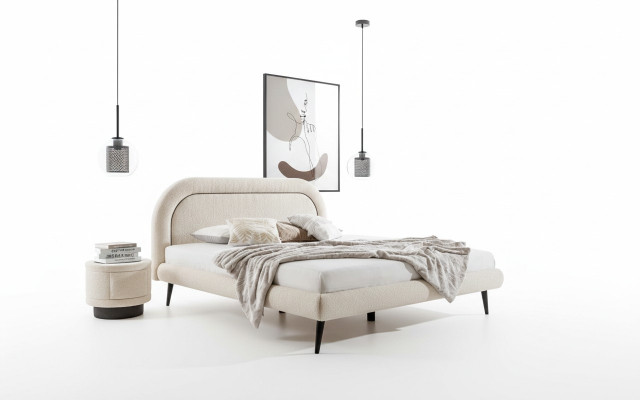 Schlofkummer Set Wäiss Bett Elegant 2x Nuetsdëscher Luxus Holz Modern 3tlg.