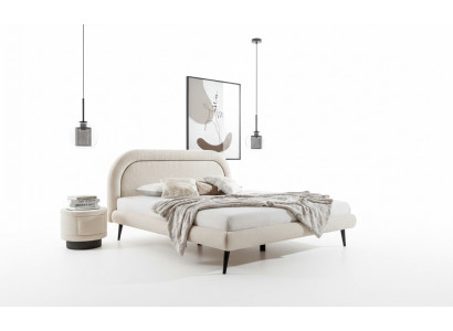 Schlofkummer Set Wäiss Bett Elegant 2x Nuetsdëscher Luxus Holz Modern 3tlg.