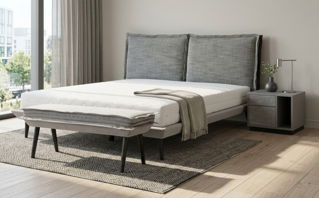 Schlofkummer Set Gro Bett Elegant 2x Nuetsdëscher Luxus Hocker Modern 4tlg.