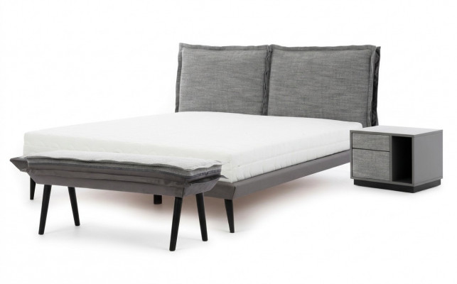 Schlofkummer Set Gro Bett Elegant 2x Nuetsdëscher Luxus Hocker Modern 4tlg.