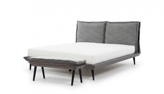 Bett Grau Schéinen Design Modern Luxus Betten Schlofzëmmer Elegant Miwwel