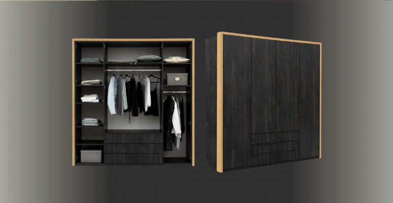 Kleederschafz Schwaarz Holz Schlofkummer Design Modern Miwwelen Garderobeschafz