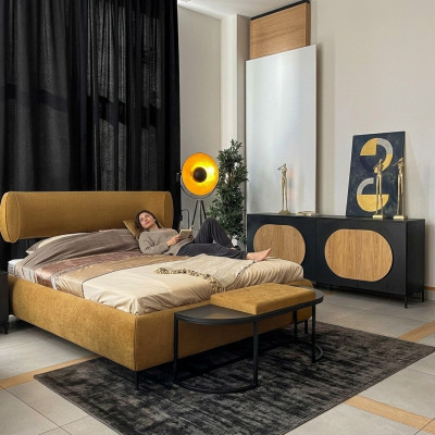 Bett Giel Schéint Design Modern Schlofzëmmer Duebel Better Elegante Miwwelen