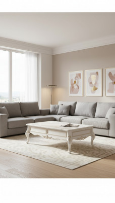 Couchtisch Wäiss Dëscher Wunnzëmmer Elegant Klassesch Design Miwwelen