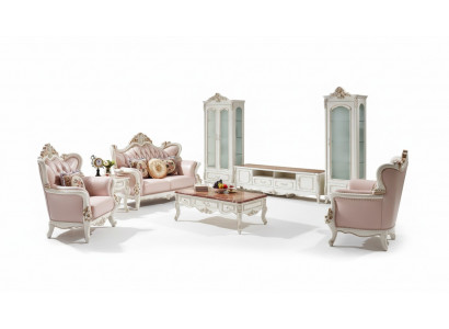 Vitrine Wäiss Luxus Wunnzëmmer Miwwelen Holz Glas Design Elegantes Klassesch